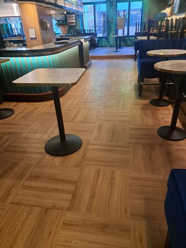 Seating area in parquet-pattern LVT