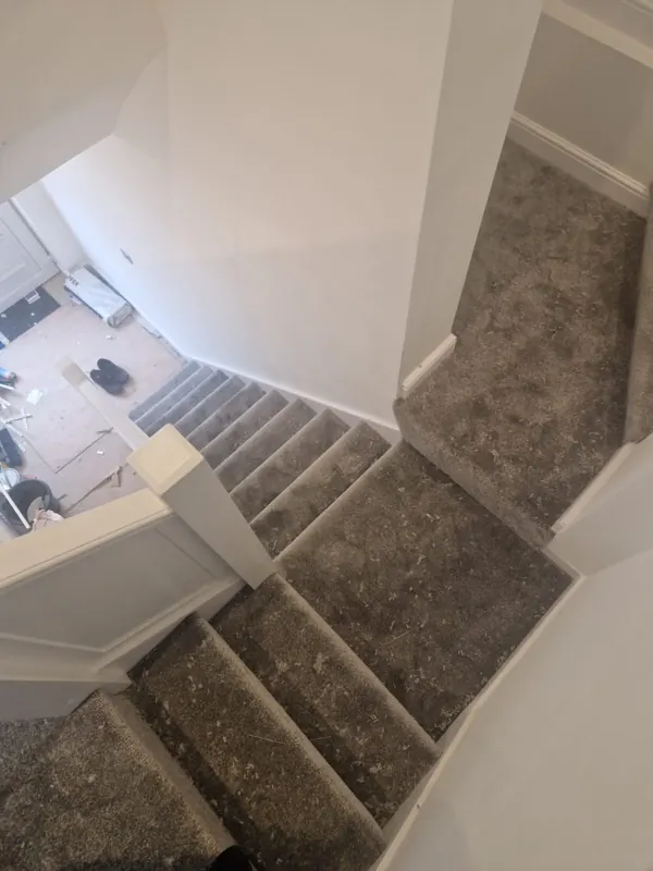 Stairs and landing in matching carpet