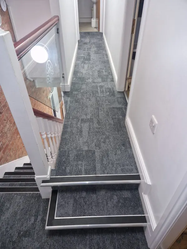 Carpet tiles and nosings at a dental practice