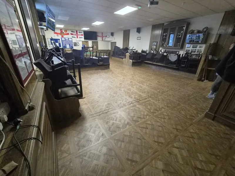 The full length of the room, finished