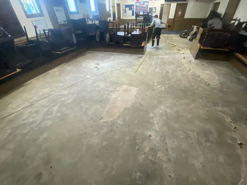 The bare base with patches of old backing still to come off
