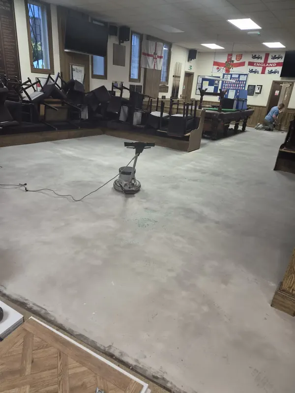 The smoothed base being ground back before laying