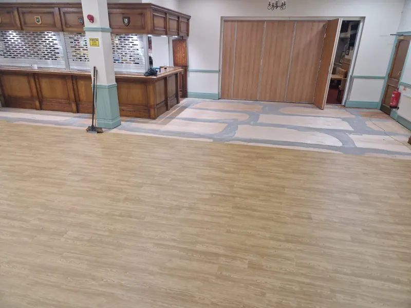 New floor running up to the bar