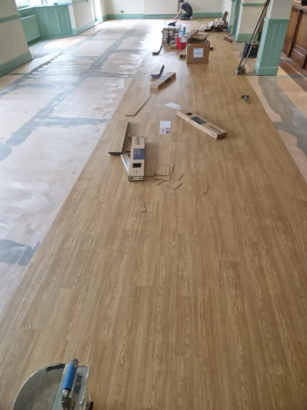 Planks laid over the prepared base