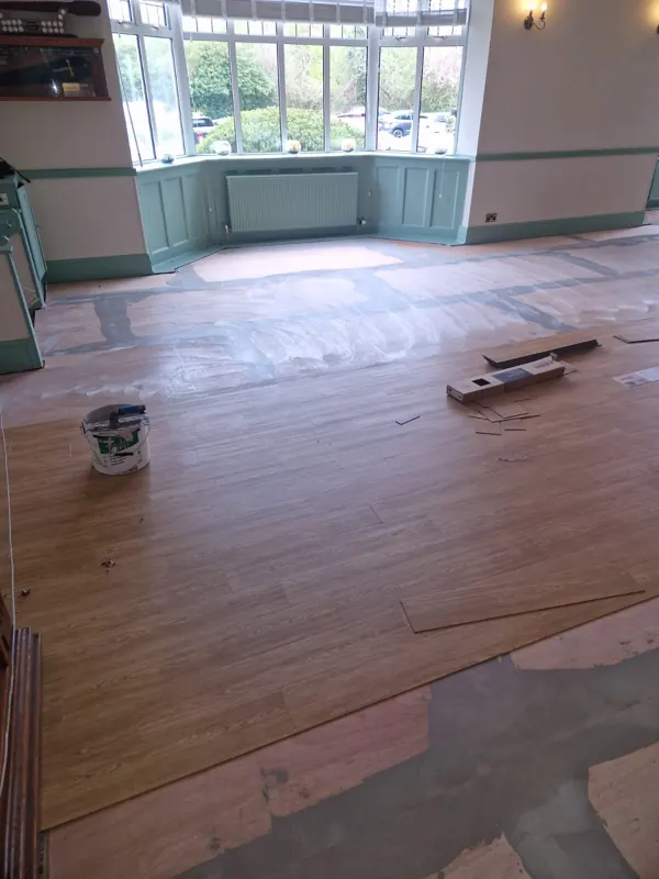 The base patched and smoothed ahead of the new floor