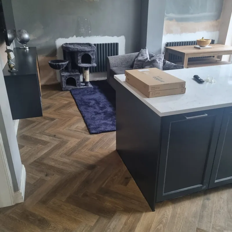 Looking from the kitchen into the lounge