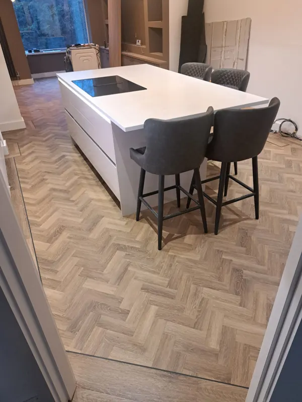 Herringbone around the kitchen island