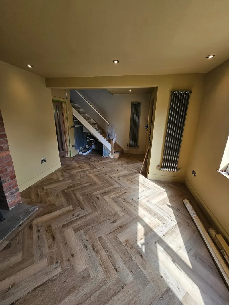 Living area with the staircase beyond