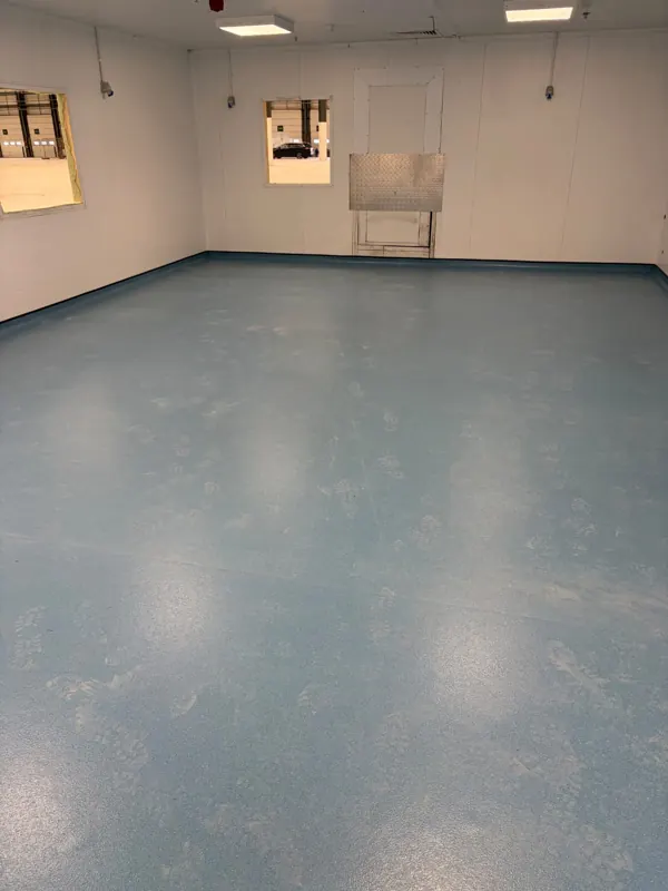 A large room finished in safety vinyl